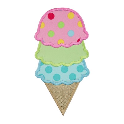 Three Scoop Ice Cream Cone Sew or iron on Patch - image1